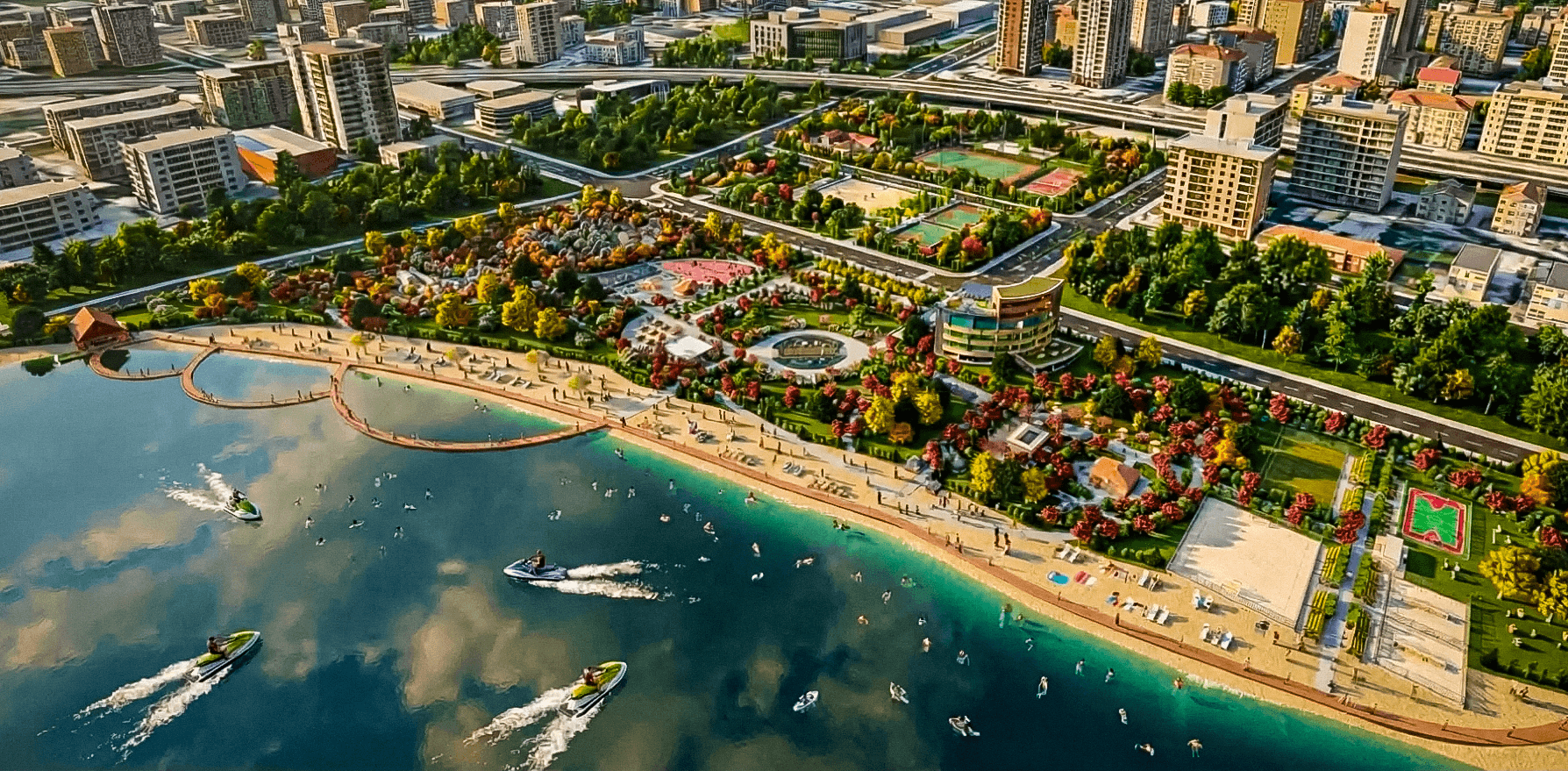EY Landscape Architecture — Aerial landscape render